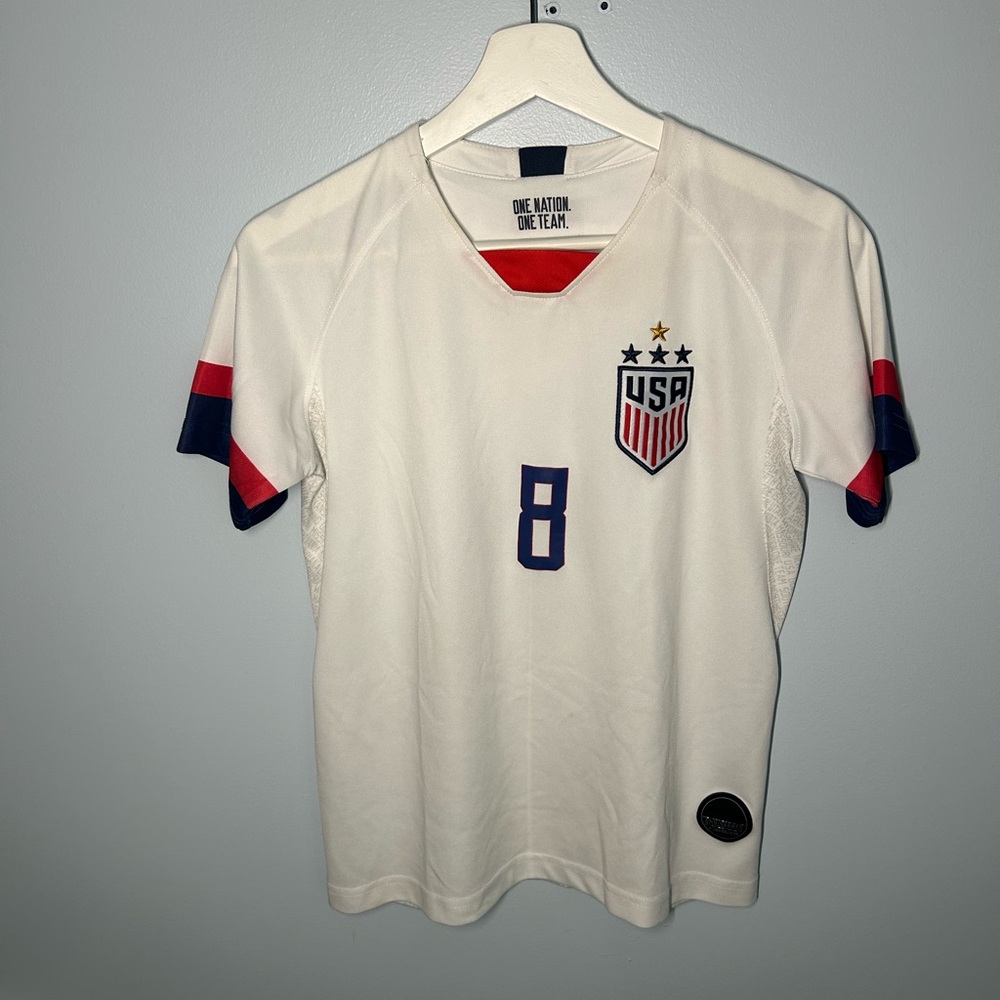 Nike White and Red Kids Women’s soccer Jersey and shorts- Julie Ertz
